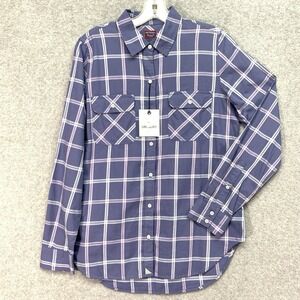 Untuckit Womens Shirt 4 Cotton‎ Blue Pink Plaid Button Up Preppy Classic Cowgirl